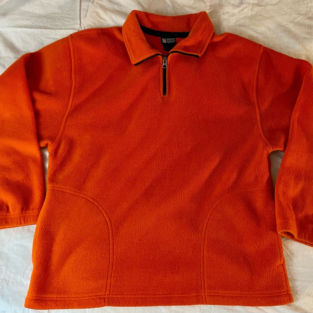 Blaze Orange Fleece Anorak zip neck pullover‎ sweater Gorpcore